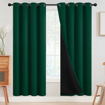 100% Blackout Curtains for Bedroom,Thermal Insulated Grommet Window Drapes Room Darkening Cream Curtains for Living Room with Black Back,52 x 84 Inch,2 Panels
