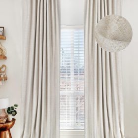 100% Blackout Shield Linen Blackout Curtains for Bedroom 84 Inches Long, Back Tab/Rod Pocket Living Room Drapes, Thermal Insulated Blackout Curtains 2 Panels Set, 50