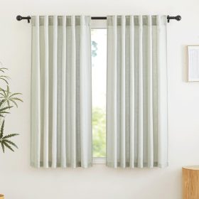 Linen Sheer Curtains for Living Room Textured Semi Sheer Curtains Large Window Treatment for Bedroom Patio Door, White, 52 inch Width x 108 inch Length, 2 Panels