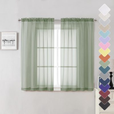 Grey Sheer Curtains 84 Inches Long 2 Panels, Voile Airy Light Filtering Curtains for Living Room Bedroom, Dual Rod Pocket Sheer Window Treatments Drapes, Each Panel 40
