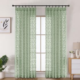 Pinch Pleated Sheer Curtains 84 Inches Long 2 Panels for Bedroom Living Room, Jacquard Textured Farmhouse Window Treatments, Semi Sheer Voile Drapes Hooks Rings Back Tab, 42