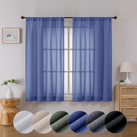 Black Curtains, 84 Inch Length, Lightweight, Light-Filtering, Rod Pocket, Solid, Bedroom & Living Room (Each 40 W x 84 L, 2 Panels Set, Black)